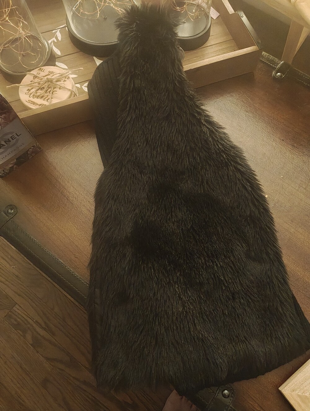 JJ Basics Plush Faux Fur Vest in Black